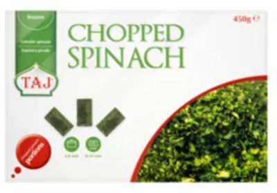 Taj Chopped Spinach 450g
